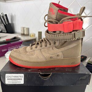 Nike SF AF1 Khaki / Khaki-Rush Coral - US size 9 - (very) high top